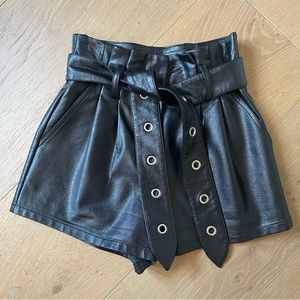 Faux leather high waist shorts